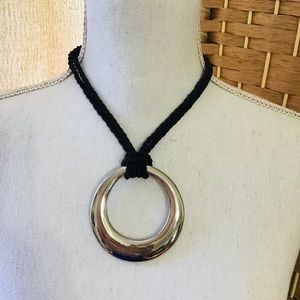 CHICOS black cord/silver necklace